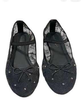 Madden Girl Mesh Lace Rhinestone Maryjane Ballet Flats Slip On Flat Shoes Sz 7.5
